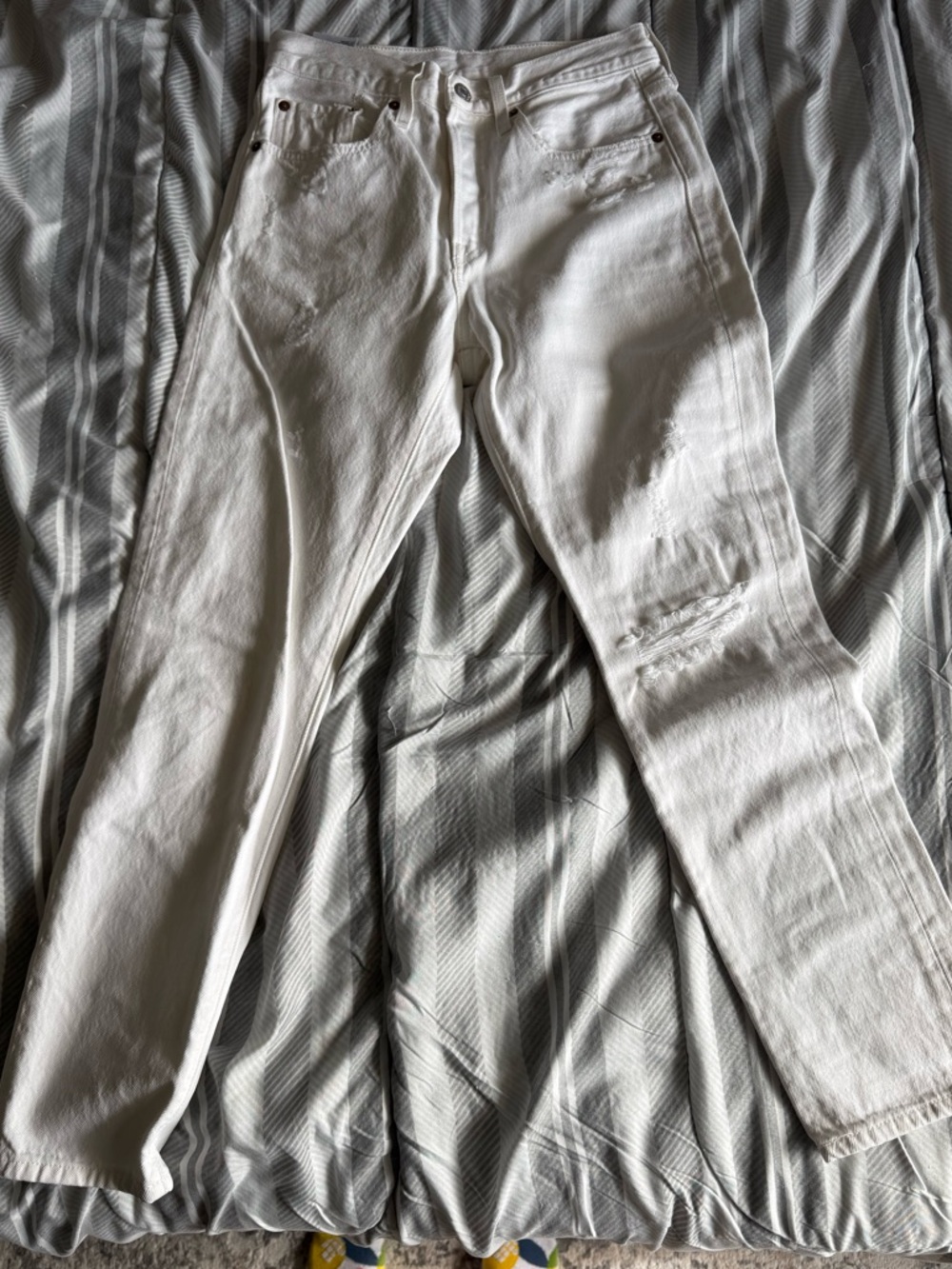 White 501 Original Distressed High Rise Levis Jeans